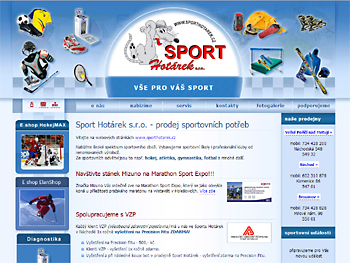 webová prezentace prodejny sportovních potřeb