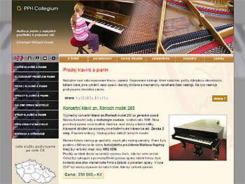 webová prezentace klavírnické firmy